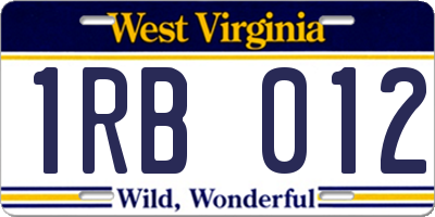 WV license plate 1RB012