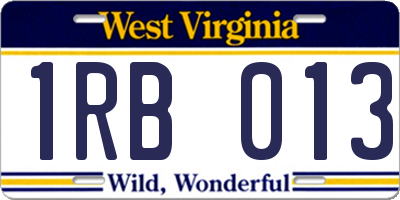 WV license plate 1RB013