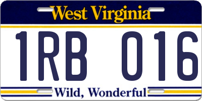 WV license plate 1RB016