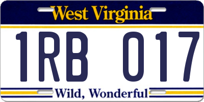 WV license plate 1RB017
