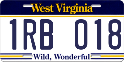 WV license plate 1RB018