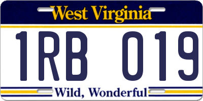 WV license plate 1RB019