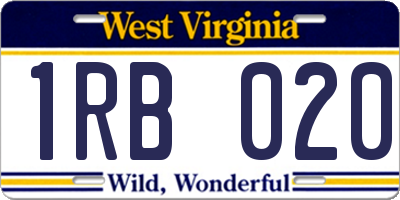 WV license plate 1RB020