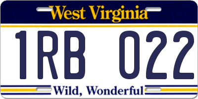 WV license plate 1RB022