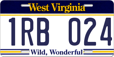 WV license plate 1RB024