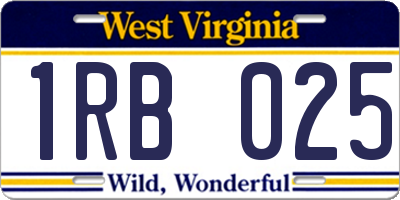 WV license plate 1RB025