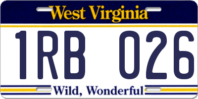 WV license plate 1RB026