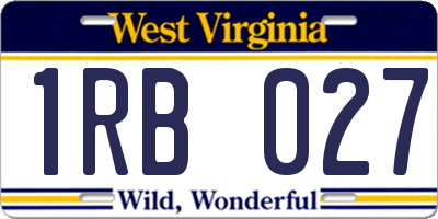 WV license plate 1RB027