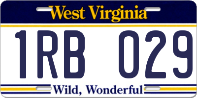 WV license plate 1RB029