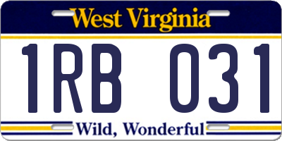 WV license plate 1RB031