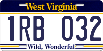 WV license plate 1RB032