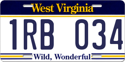 WV license plate 1RB034