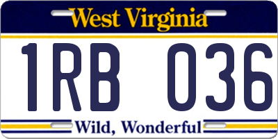 WV license plate 1RB036