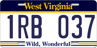 WV license plate 1RB037