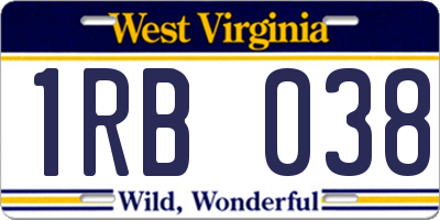 WV license plate 1RB038