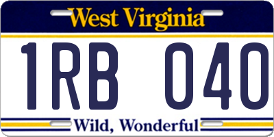 WV license plate 1RB040