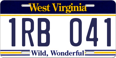 WV license plate 1RB041