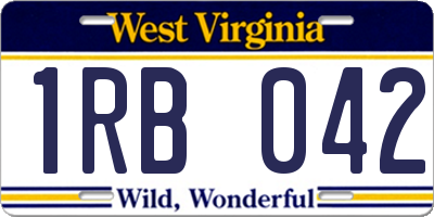 WV license plate 1RB042