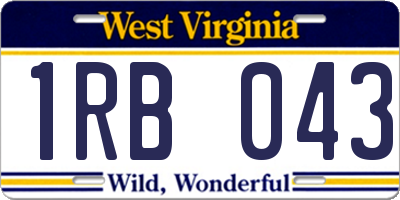 WV license plate 1RB043