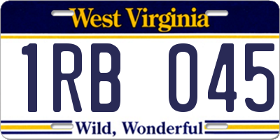 WV license plate 1RB045