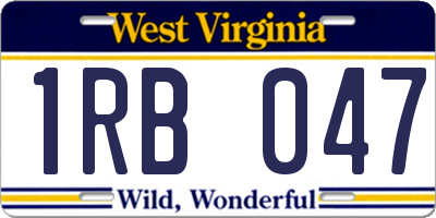 WV license plate 1RB047