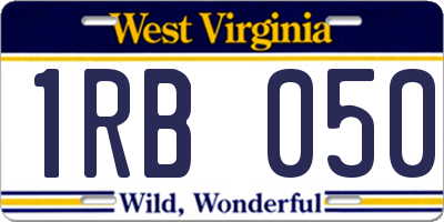 WV license plate 1RB050