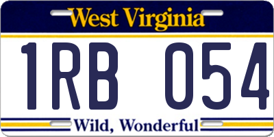 WV license plate 1RB054