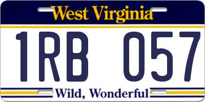 WV license plate 1RB057