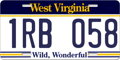 WV license plate 1RB058