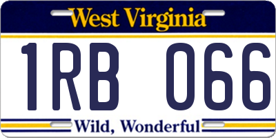 WV license plate 1RB066