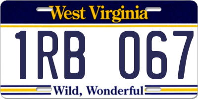 WV license plate 1RB067