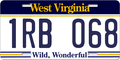 WV license plate 1RB068