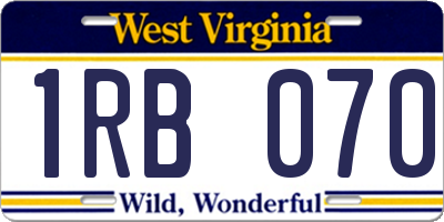 WV license plate 1RB070