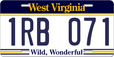 WV license plate 1RB071