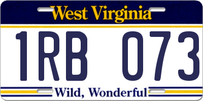 WV license plate 1RB073