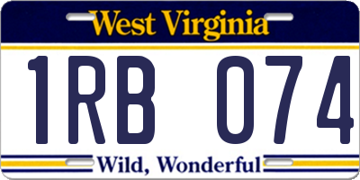 WV license plate 1RB074