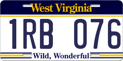 WV license plate 1RB076