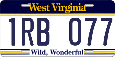 WV license plate 1RB077
