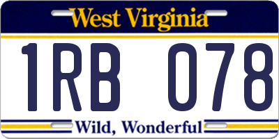 WV license plate 1RB078