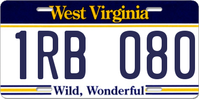 WV license plate 1RB080