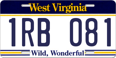 WV license plate 1RB081