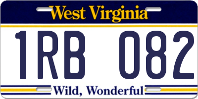WV license plate 1RB082