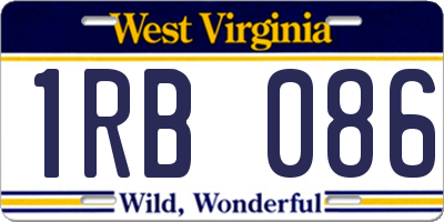 WV license plate 1RB086