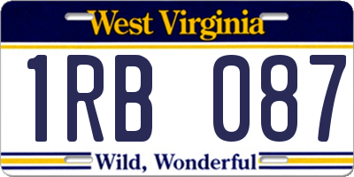WV license plate 1RB087