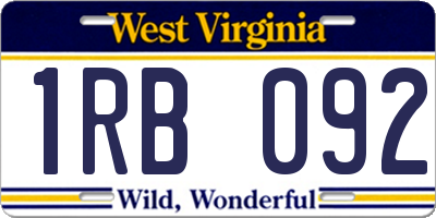 WV license plate 1RB092