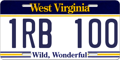 WV license plate 1RB100