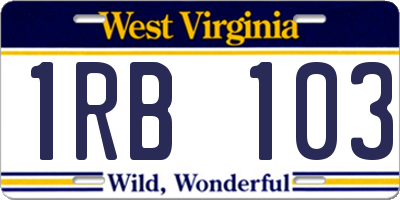 WV license plate 1RB103