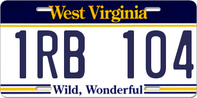 WV license plate 1RB104