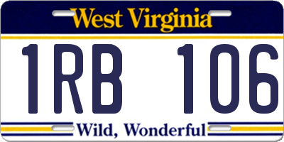 WV license plate 1RB106