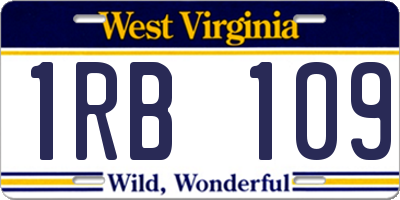 WV license plate 1RB109